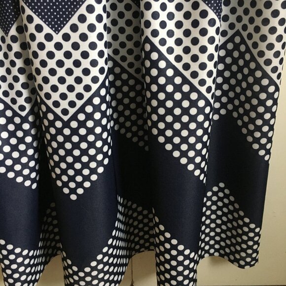 Vintage Handmade Zig-zag & Polka Dots Pleated Midi Skirt - Picture 6 of 14